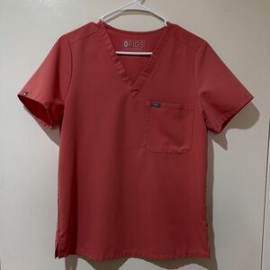 FIGS Catarina One-Pocket Scrub Top- CORAL